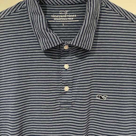 Vineyard Vines Men's Navy and White Striped Polo - Picture 3 of 4
